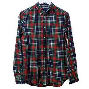 RALPH LAUREN Boys Plaid Shirt Size XL (18/20) Navy Red Preppy Cotton Button up